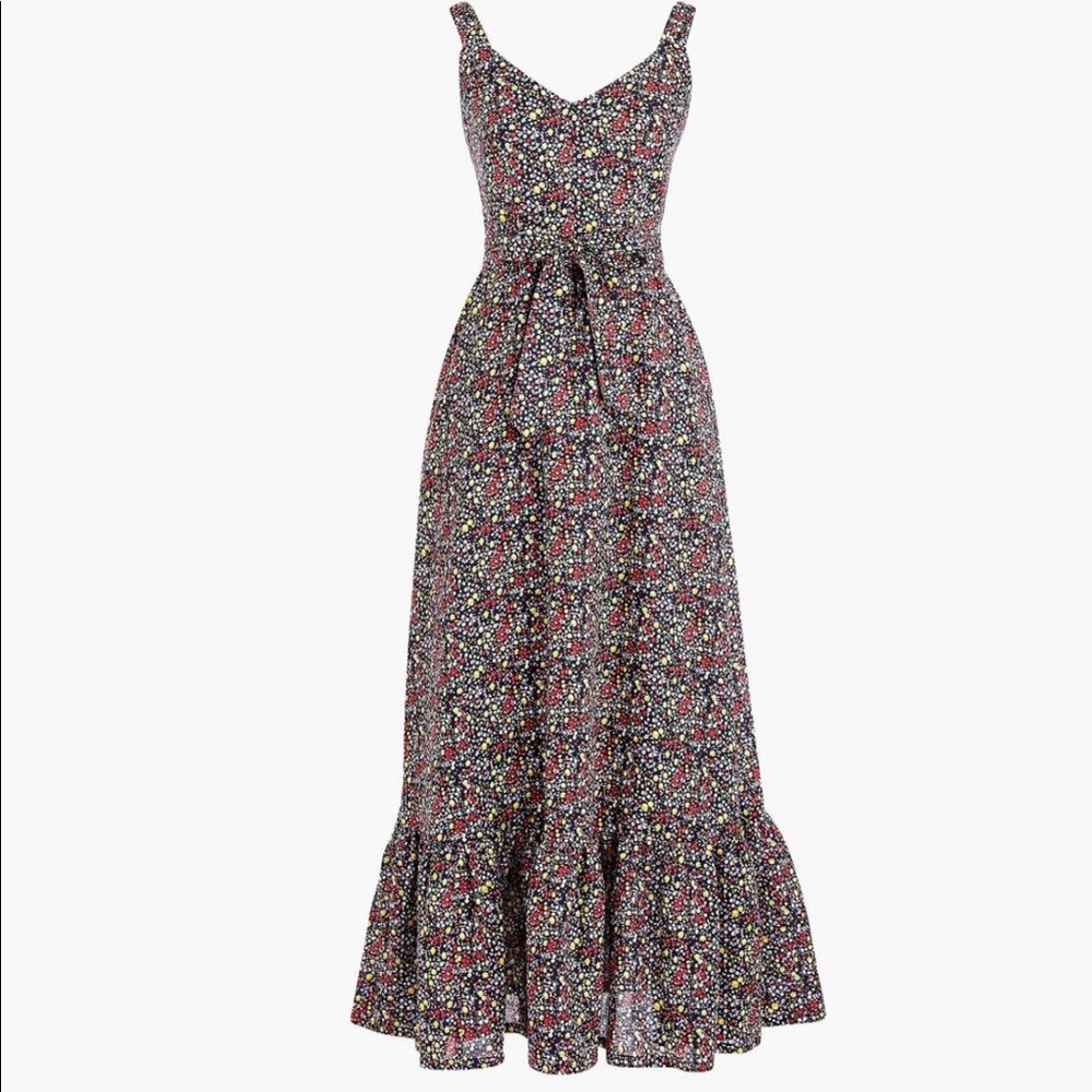JCrew Printed Tiered Linen Maxi